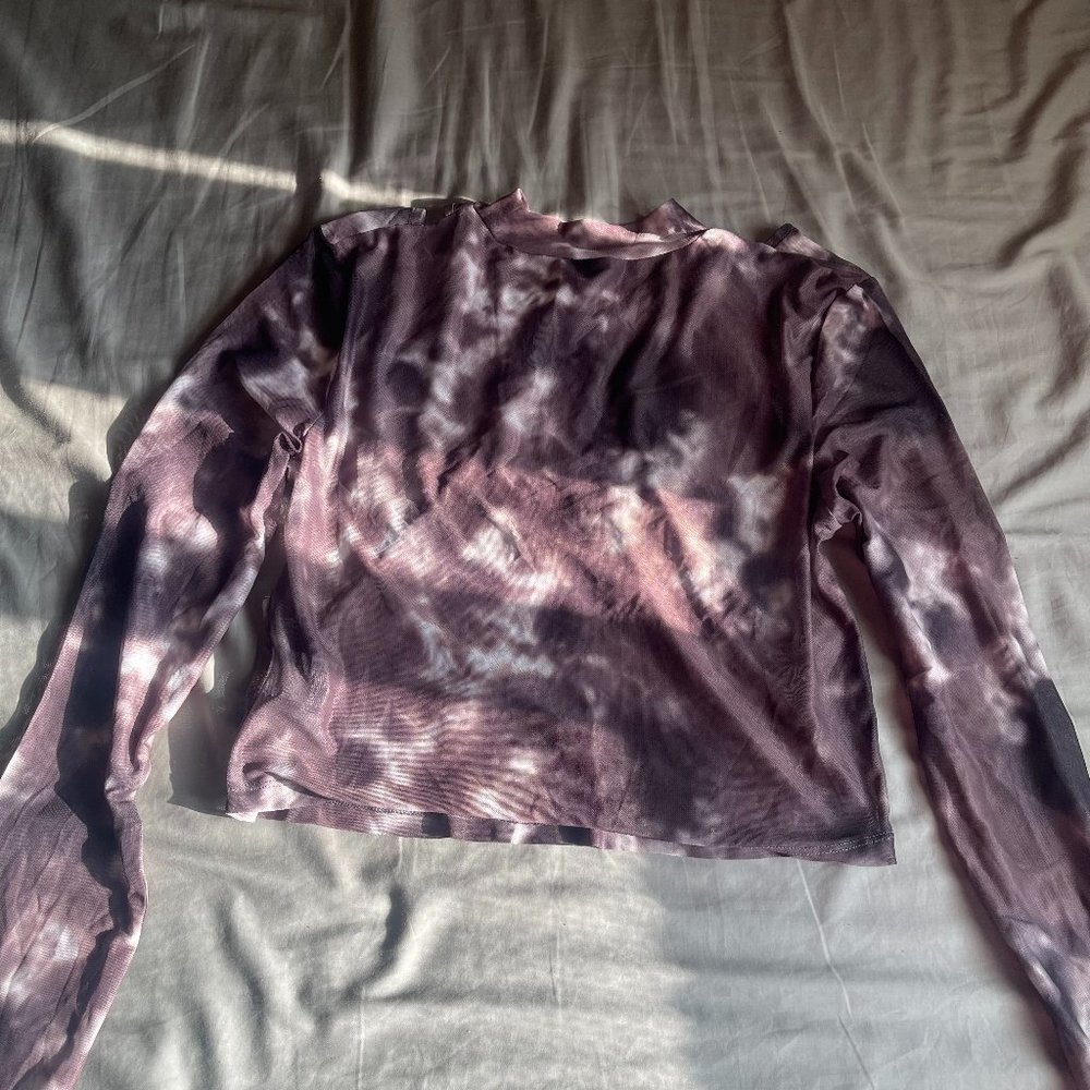 Shein Mesh Cut-Out Tie Dye Top